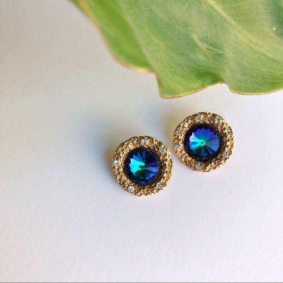 Something Blue Vintage Gem Studs - Picture 1 of 4